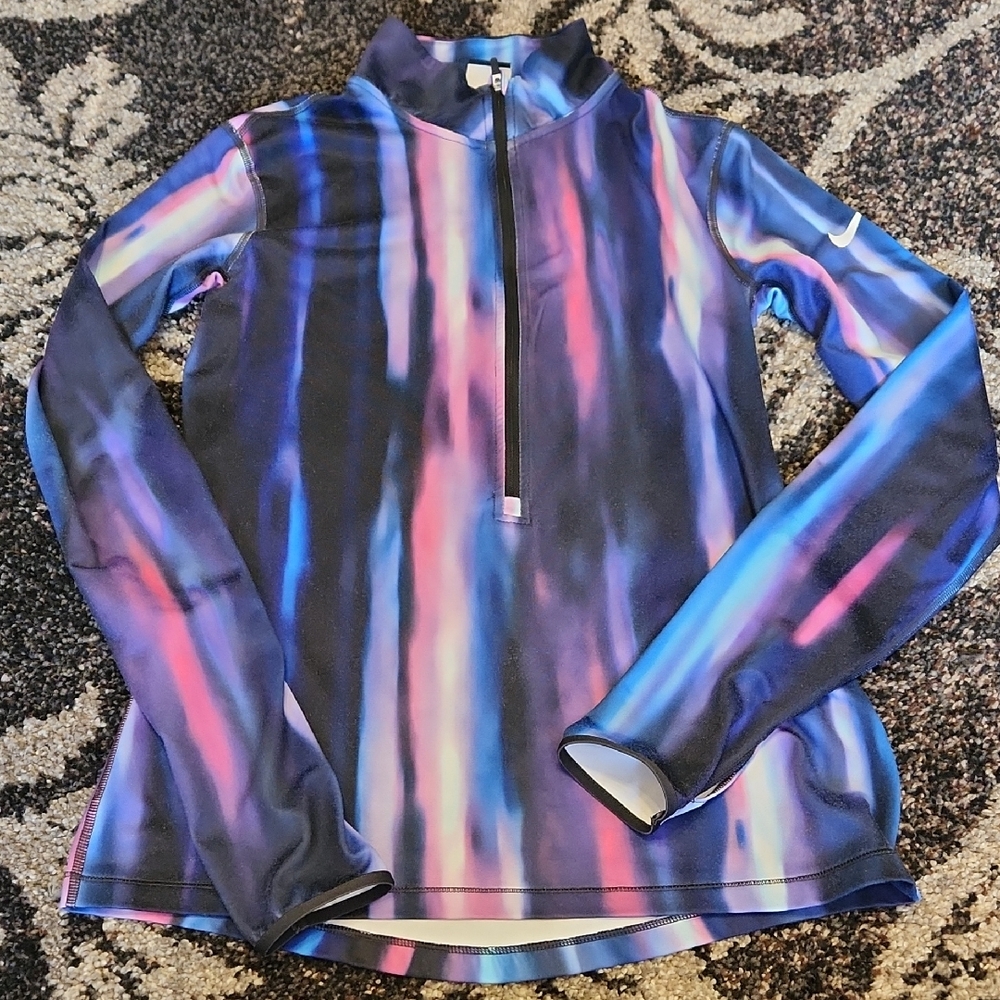 Nike Women's Multicolor Tie-Dye Quarter-Zip Pullover (Blue, Purple, Pink)